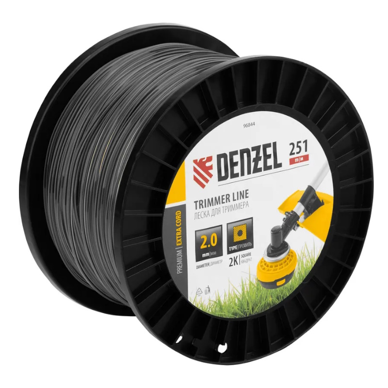 Леска для триммера Denzel Extra Cord 96844, двухкомпонентная квадрат, 2,0 мм х 251 м., на DIN катушке  в Иваново