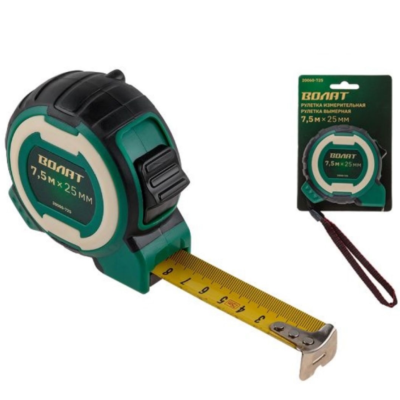 Рулетка Волат 20060-725 75м25мм двухкомпонентный корпус бытовой 286₽