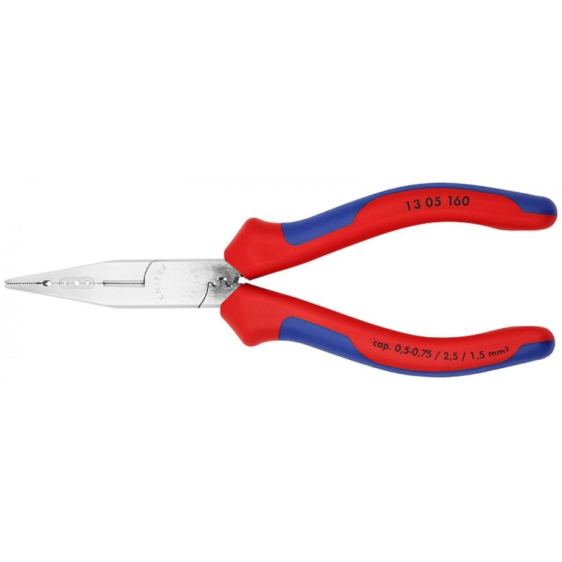 Плоскогубцы электрика Knipex KN-1305160 для монтажа проводов, 160 мм, хром, 2-комп ручки в Костроме