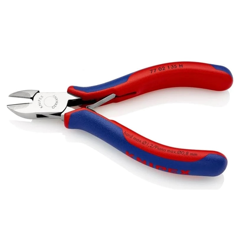 Бокорезы для электроники Knipex KN-7702135H, с лезвиями из твёрдосплава, округлая головка, 135 мм, 2-компонентные ручки в Твери