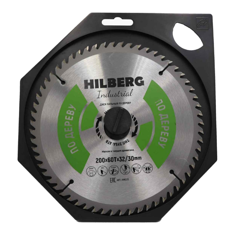 Диск пильный Hilberg Industrial HW205, дерево, 200*32/30*60Т в Туле