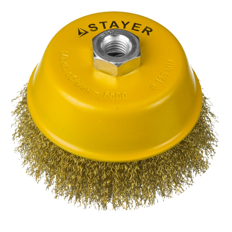Щетка чашечная для УШМ  Stayer "PROFESSIONAL" 35125-125, 0,3мм, 125ммхМ14, витая стальная латунированная проволока в Рыбинске