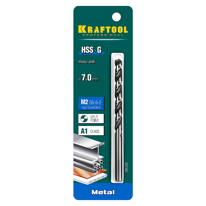 Сверло по металлу Kraftool HSS-G 7.0 х109мм, 29651-7, сталь М2(S6-5-2) в Кинешме