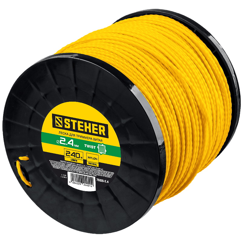 Леска для триммера Steher 75025-2.4 витой квадрат, 2.4 мм, 240 м в Твери