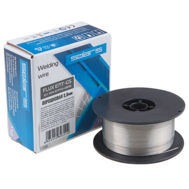 Проволока сварочная Solaris WM-E71TGS-08010, FLUX E71T-GS, ф0,8 мм, сварка без газа, катушка 1 кг в Ярославле