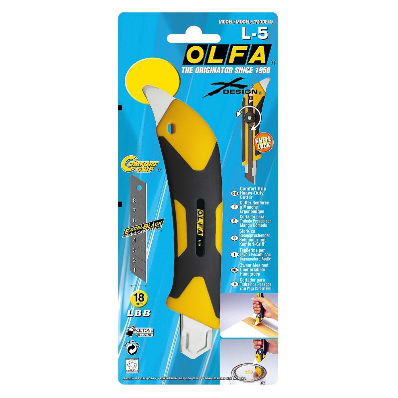 Нож для рукоделия Olfa OL-L-5 (ширина 18 мм, двухкомпонентный корпус, быстрая замена, направляющие, блистер) в Череповце