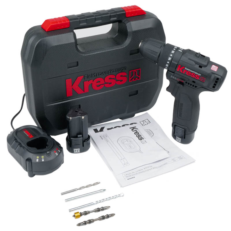 Аккумуляторная дрель-шуруповерт ударная Kress KU362 (бесщеточная, напряжение 12В, вес 1.5 кг)