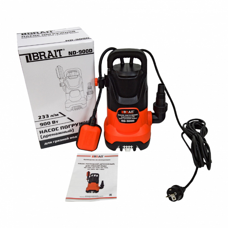 Насос дренажный погружной Brait ND-750D 23.01.146.077, 208л/м, 750Вт, до 35 мм, максимальный напор 8м в Иваново