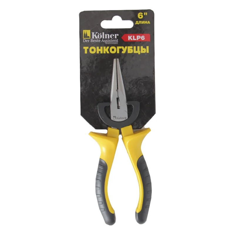 Тонкогубцы Kolner KLР 6 4630003369017 (пластиковые рукоятки с прорезиненными вставками)