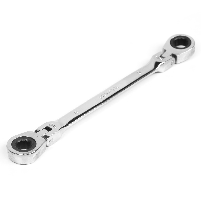Ключ накидной Hortz 118757 двусторонний 8х9 мм трещоточный шарнирный хром 944₽