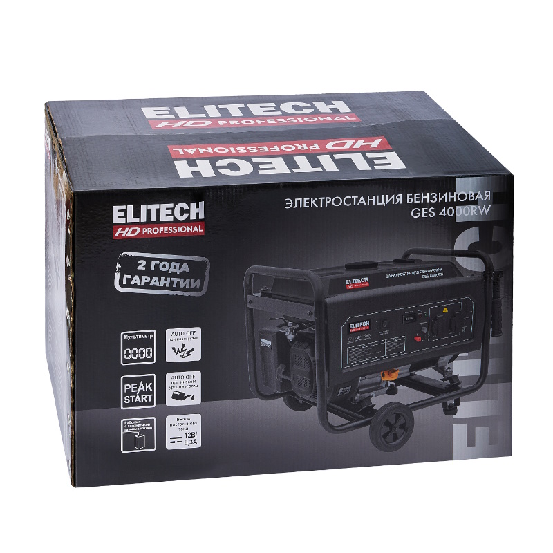 Бензиновый генератор Elitech HD GES 4000RW, 205548