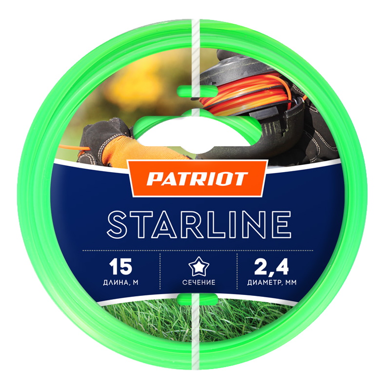 Леска Patriot Standart 240-15-3, 2.4*15 м, звезда, зеленая в Переславле