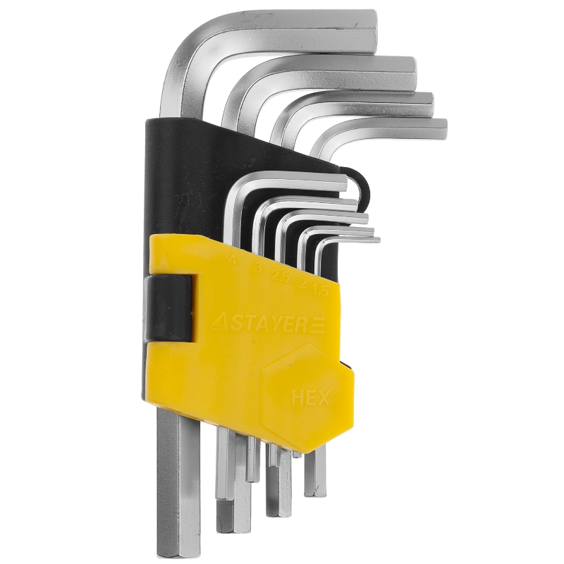 Набор Ключи Stayer MASTER 2741-H9-2 имбусовые длинные с шариком Cr-V сатинир покрытие пластик держатель HEX 15-10мм 9 предметов 410₽