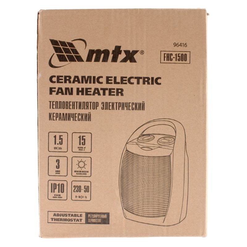 Электрический тепловентилятор керамический Mtx FHC-1500 96416 (3 реж., вентилятор, нагрев 750/1500 Вт) в Рыбинске