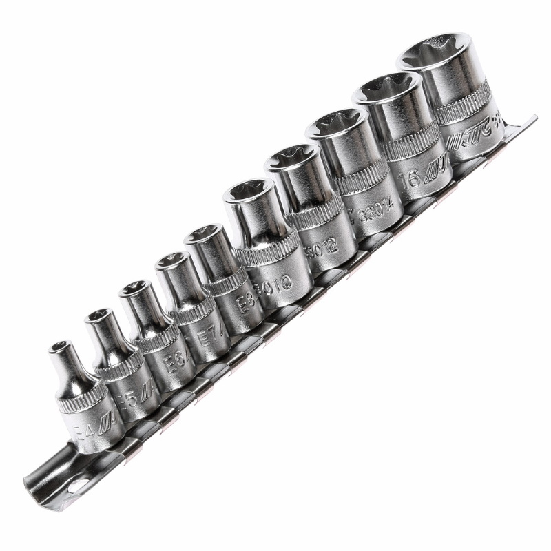 Набор головок торцевых JTC JTC-3901, 1/4"-3/8", TORX Е4-Е18, 10 предметов, на планке в Череповце