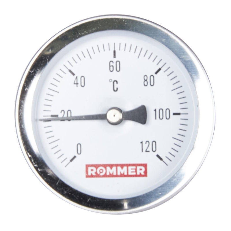 Термометр биметаллический с гильзой Rommer, корпус Dn 63 мм, гильза 50 мм 1/2 , 0...120°С в Угличе