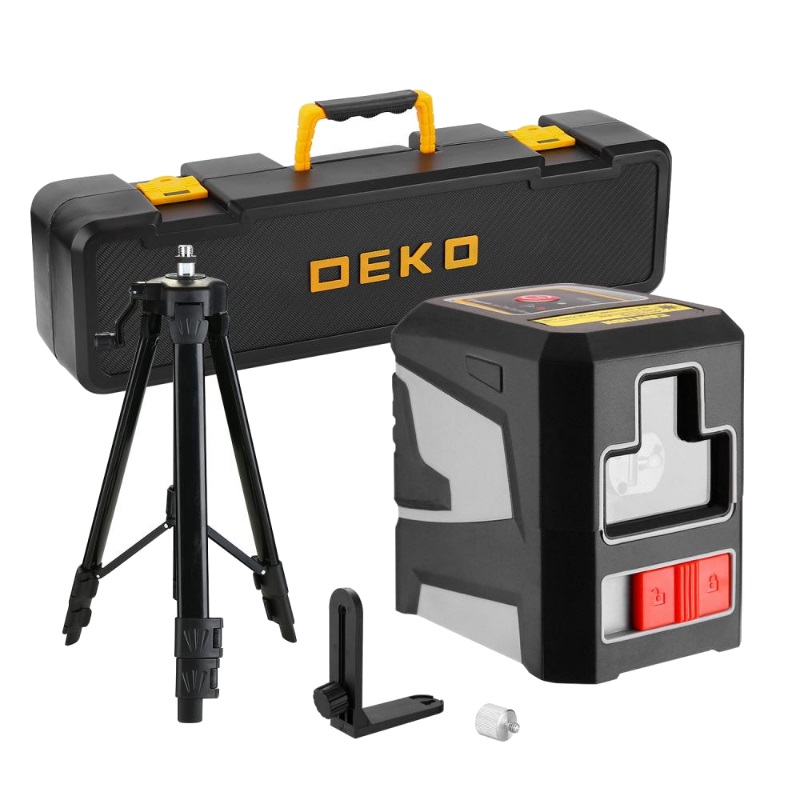 Уровень лазерный самовыравнивающийся Deko DKLL11 SET 2 PREMIUM 065-0271-1 (2 линии, красный луч, штатив 1 м, кейс)  в Иваново
