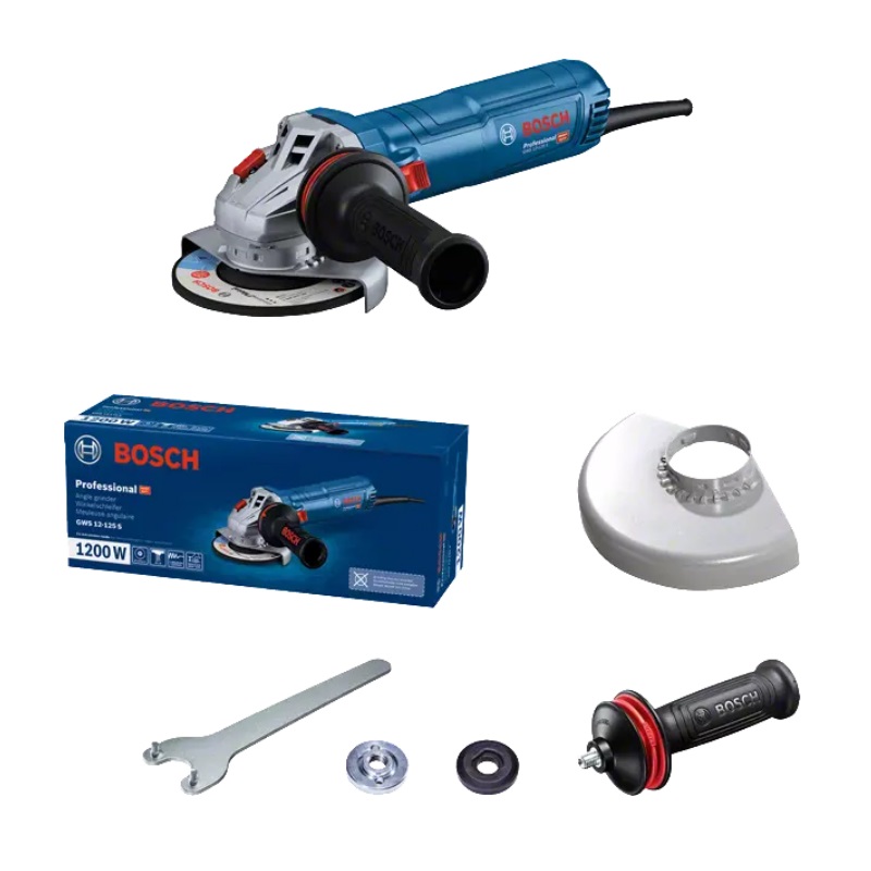 Угловая шлифмашина (болгарка) Bosch GWS 12-125 S 0.601.3A6.020, 125 мм, 1200 Вт, плавный пуск, регулировка оборотов