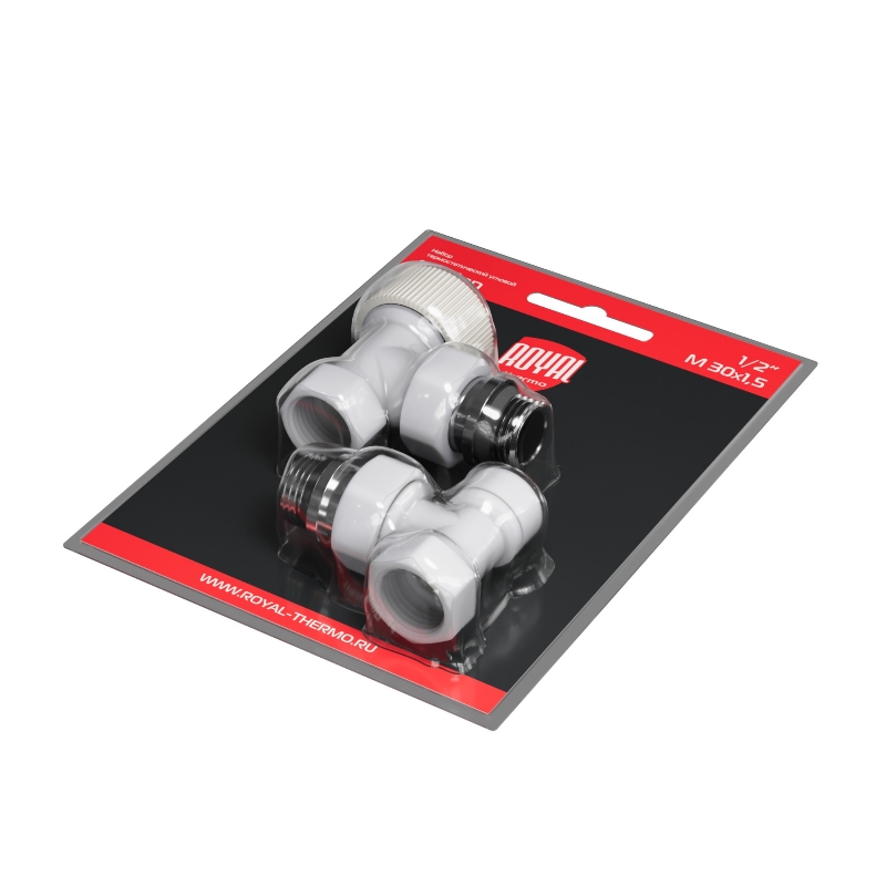 Набор термостатический угловой Royal Thermo Design 1/2"М30х1,5 (Белый), НС-1640379 в Туле