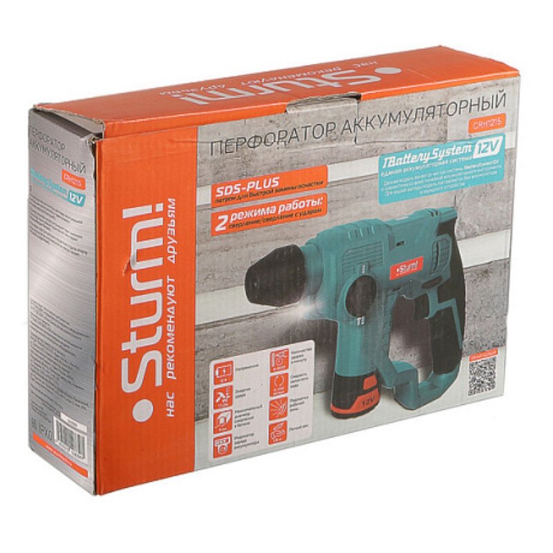 Аккумуляторный перфоратор Sturm CRH1215, 1BatterySystem12V,  во Владимире