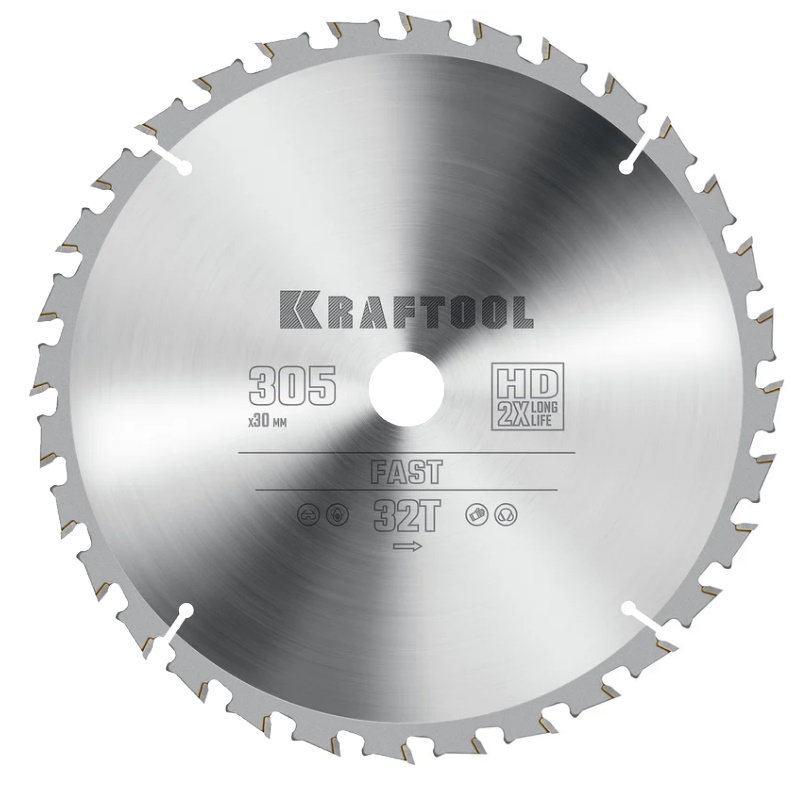 Пильный диск по дереву Kraftool Fast 36950-305-30 305 х 30 мм 32Т 2758₽