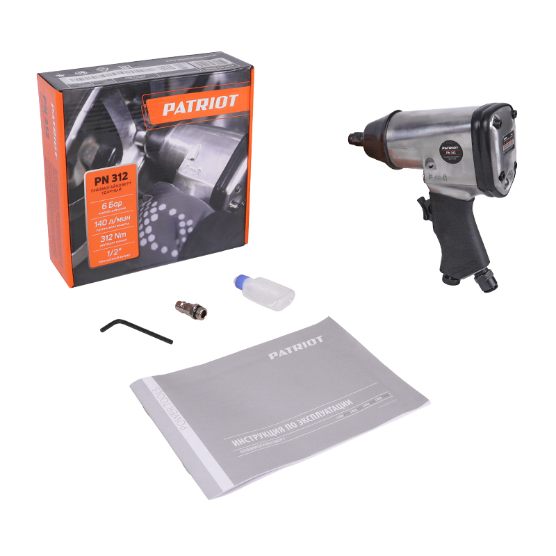 Пневмогайковерт ударный Patriot PN 312 830902040 5 атм максимальный крутящий момент 312 нм