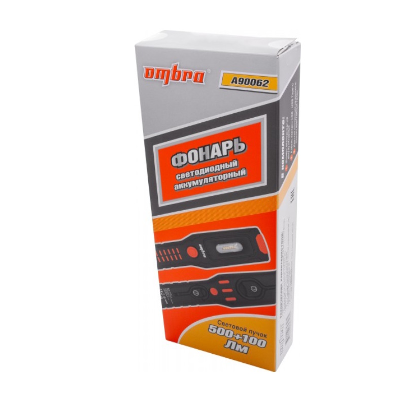 Фонарь светодиодный аккумуляторный Ombra A90062 059102, переносной со световым пучком 500+100 Лм в Коврове