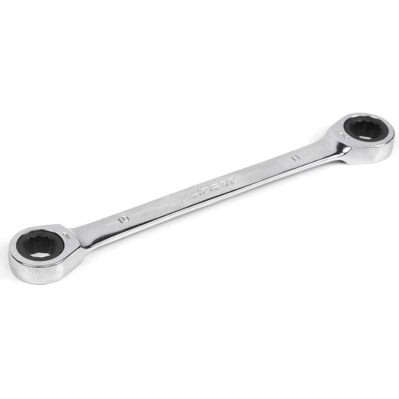 Ключ накидной двусторонний Hortz 118851 10х11 мм трещоточный хромирование 541₽