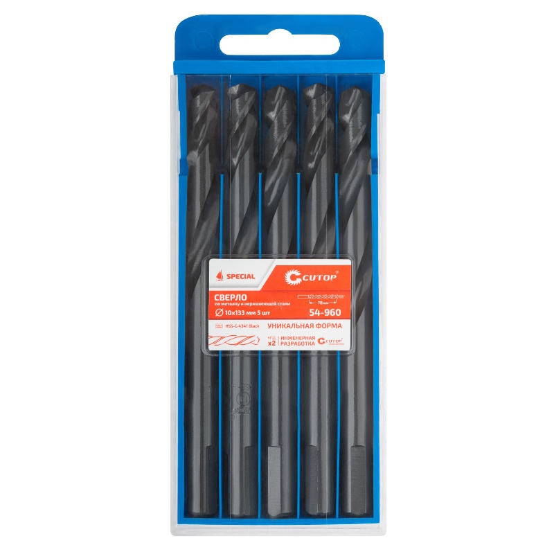 Сверло по металлу Cutop Special 54-960, HSS-G, 10 х 133/78 мм (5 шт) в Иваново