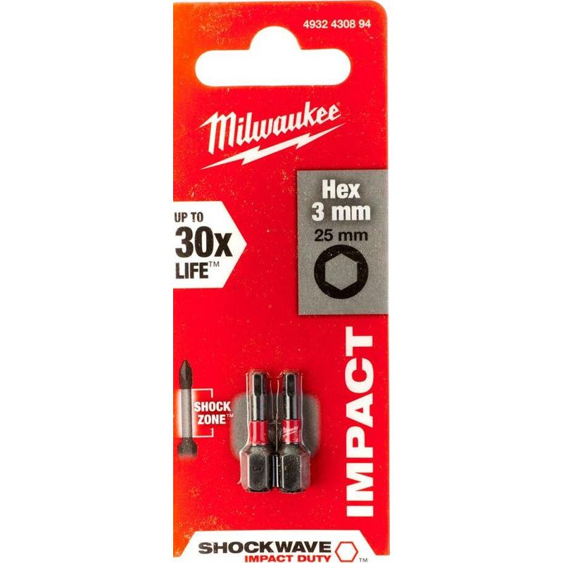 Набор бит Milwaukee Shockwave 4932430894, Hex3, 25 мм, 2 шт. в Вологде