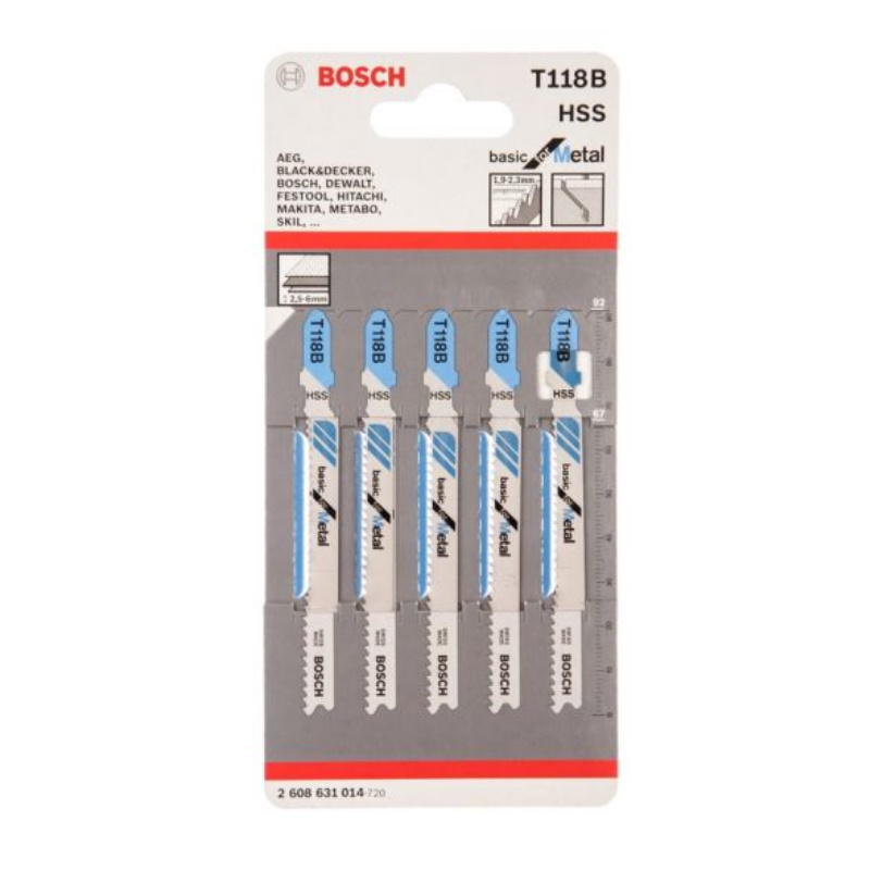 Пилки для лобзика Bosch 2.608.631.014 (T118B, HSS, 5 шт.) в Угличе