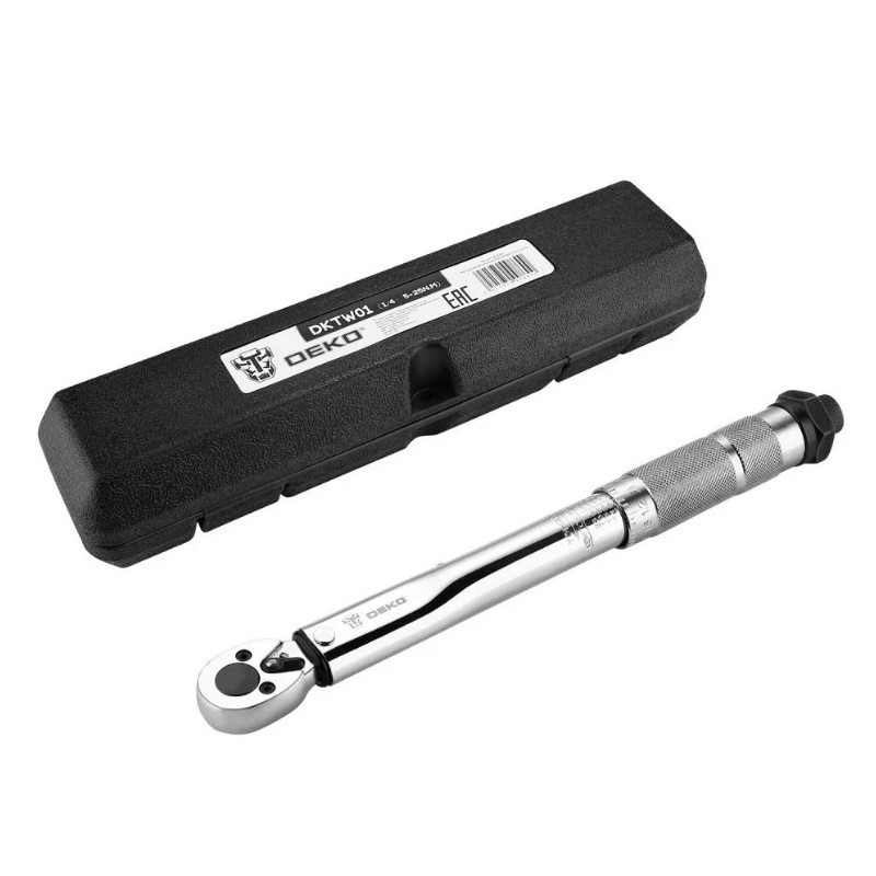 Ключ динамометрический Deko DKTW01 065-0341, посадочный 1/4", диапазон усилия 5-25 Нм, длина 300 мм в Александрове