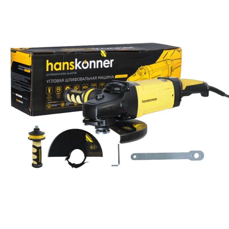 Угловая шлифмашина (болгарка) Hanskonner HAG24230ECH, 230 мм, 2400 Вт, плавный пуск, регулировка оборотов в Муроме