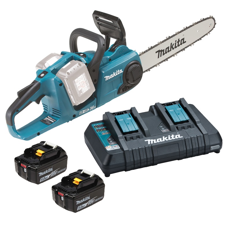 Пила цепная аккумуляторная 36 В Makita DUC353Z (без АКБ и ЗУ) + Makita 191L75-3 Набор (ЗУ DC18RD + Аккумуляторы BL1850B - 2 шт.) в Твери