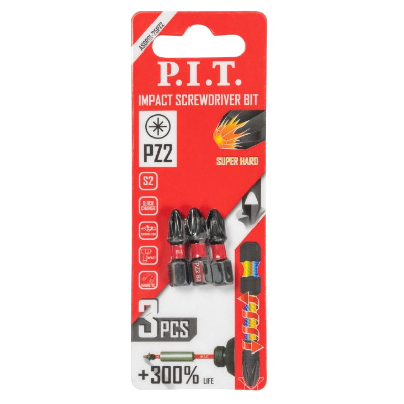 Бита ударная P.I.T. ASDR01-25PZ2, PZ2x25 мм, 3 шт в уп. в Иваново