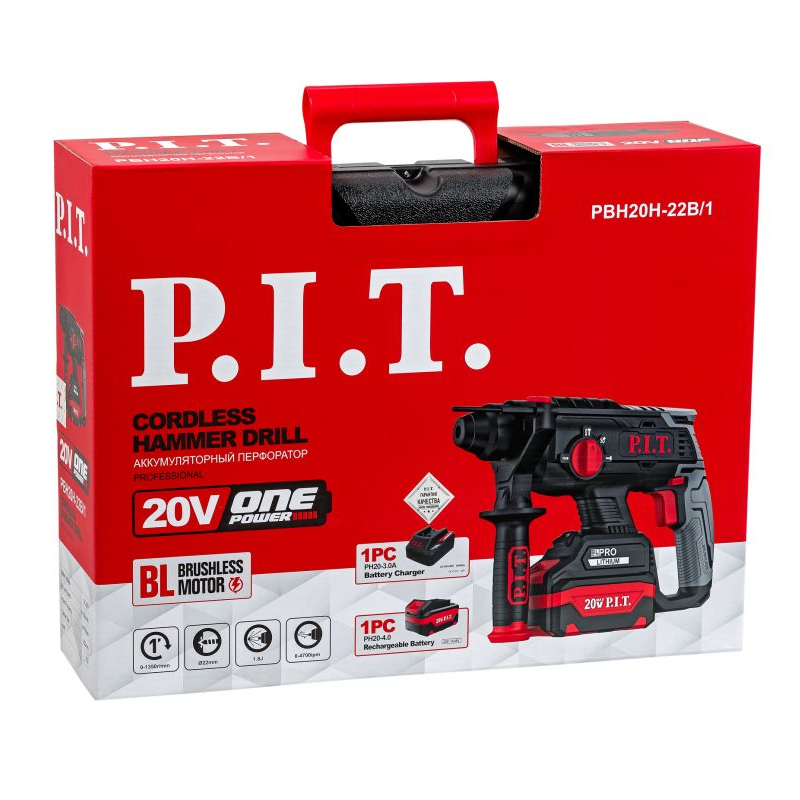 Аккумуляторный перфоратор P.I.T. PBH20H-22B/1  в кейсе в Коврове