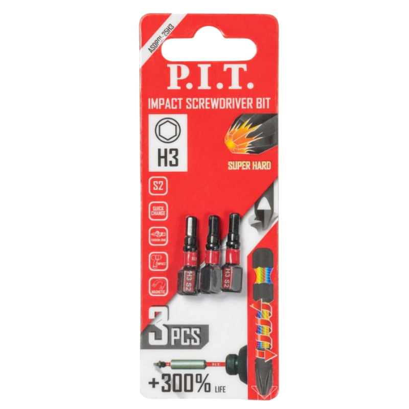 Бита ударная P.I.T. ASDR01-25H3, H3x25 мм, 3 шт в уп.  в Иваново