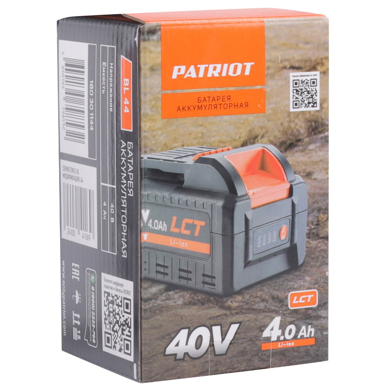 Батарея аккумуляторная Patriot BL44 180301144, 40 В, платформа LCT, 4 А, (21700)  в Вологде