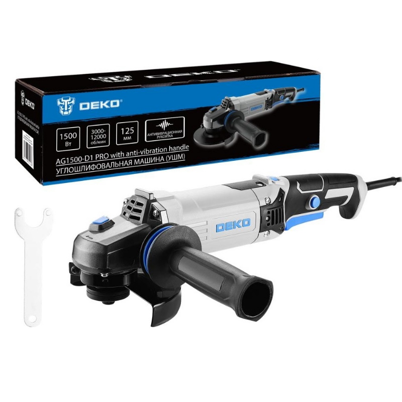 Углошлифовальная машина (УШМ) Deko AG1500-D1 PRO 083-1028, 125мм, 1500 Вт