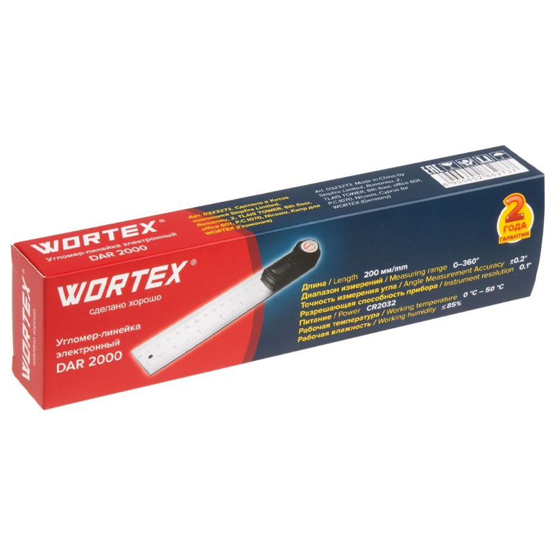 Угломер-линейка электронный Wortex DAR 2000 0323273 (+-0,2°, 200 мм) в Вологде
