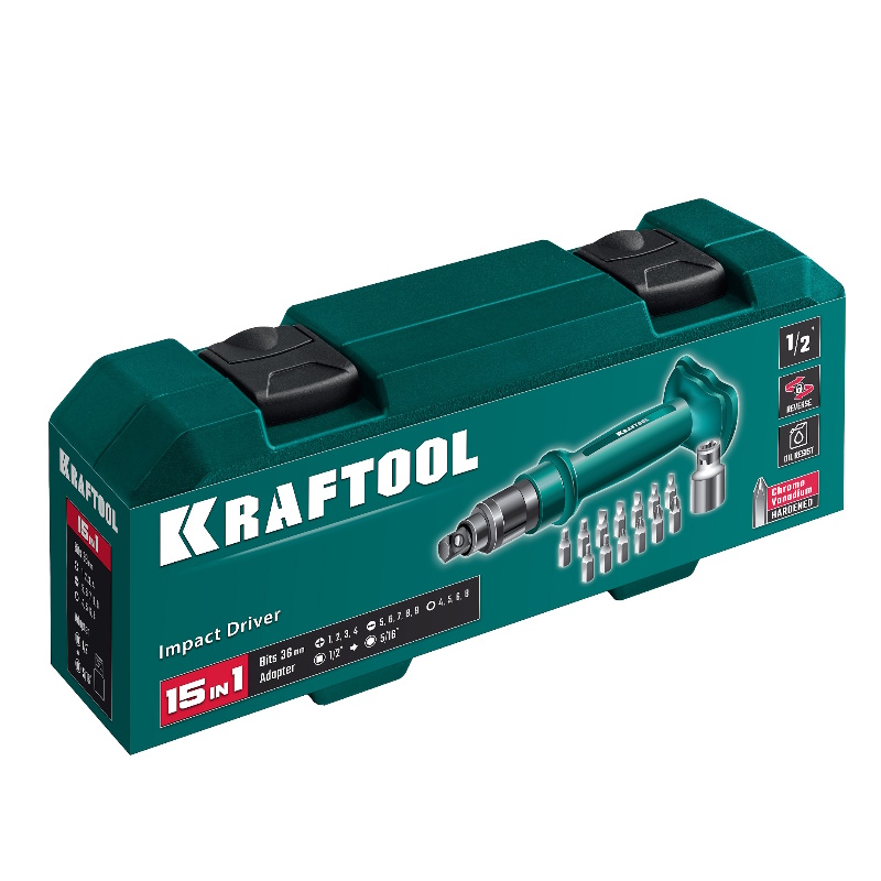 Отвертка ударно-поворотная Kraftool ID-15 25550-H10_z01, 15 предметов в Муроме