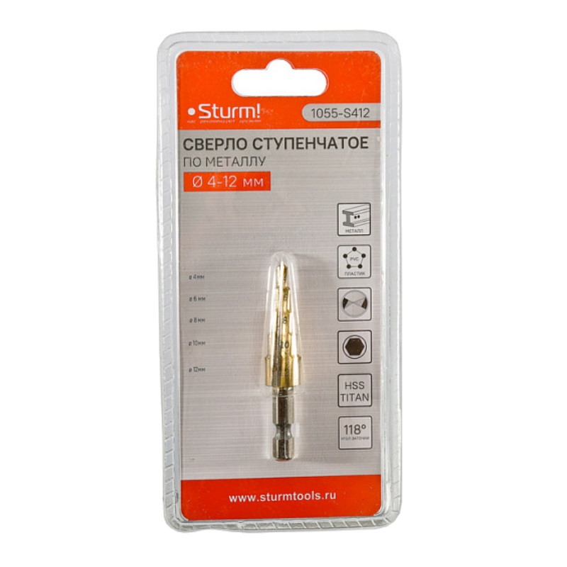 Сверло ступенчатое Sturm 1055-S412