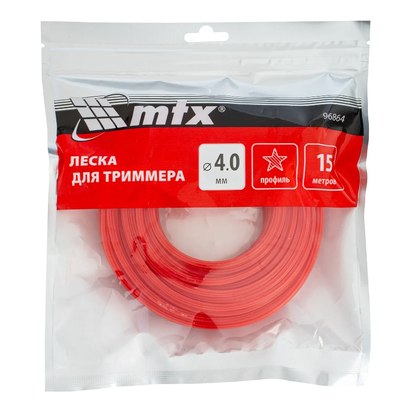 Леска для триммера MTX 96864, звезда, 4,0 мм х 15 м