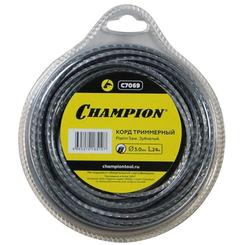 Корд триммерный Champion Platin Saw C7069, 3.0 мм, 24 метра, зубчатый в Твери