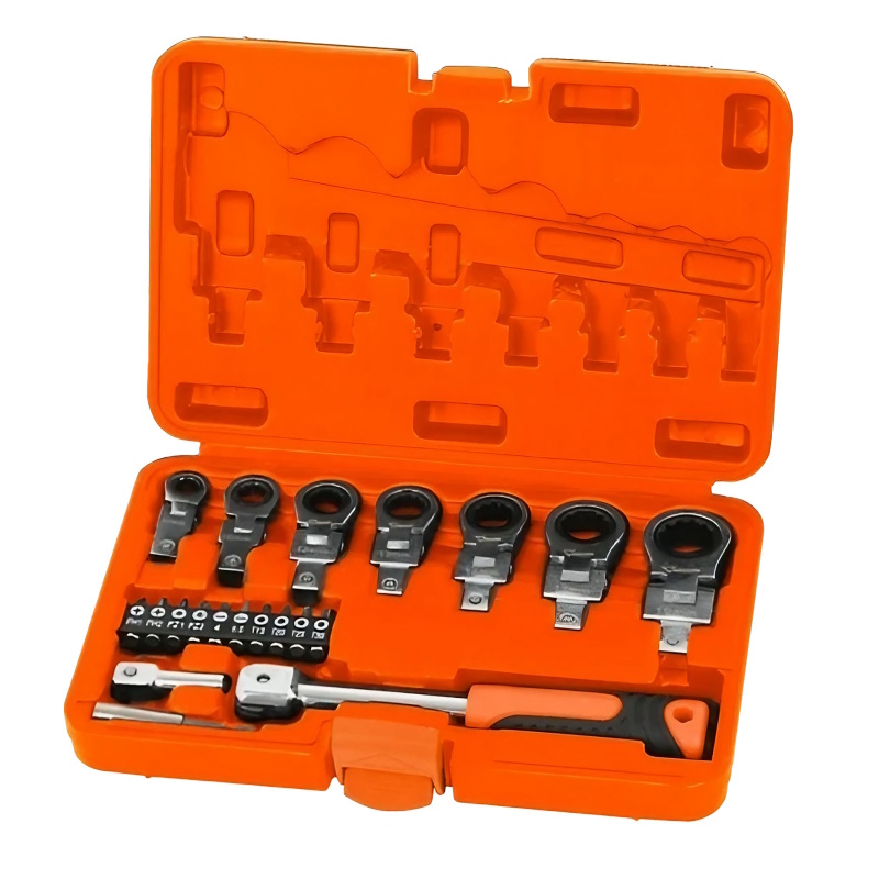 Набор шарнирных насадок накидных и бит с рукояткой Maxpiler MXTF-20-SET, 20 шт., 2 адаптера, кейс в Муроме