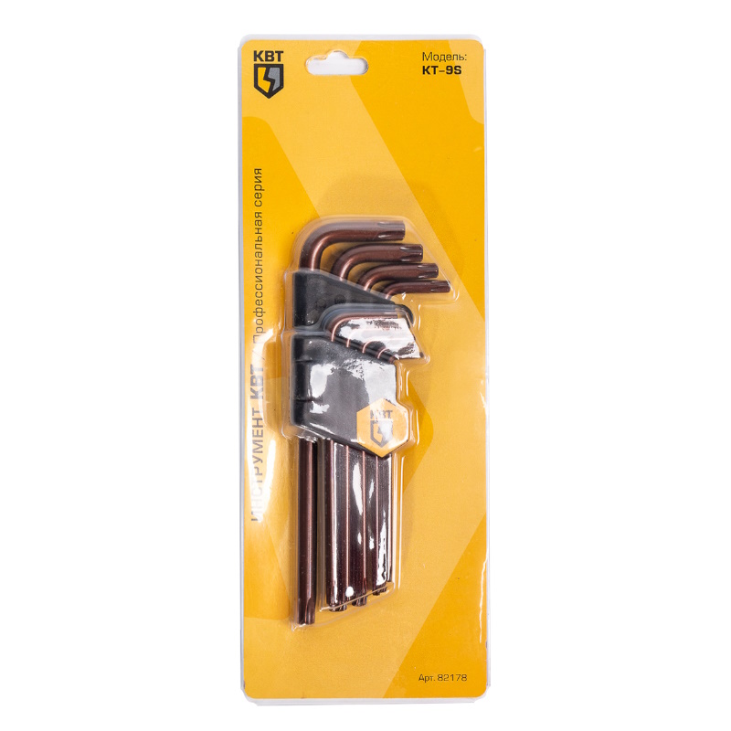 Набор ключей КВТ TORX КТ-9-S 82178 (Т10-Т50) серия KBT-PROFESSIONAL