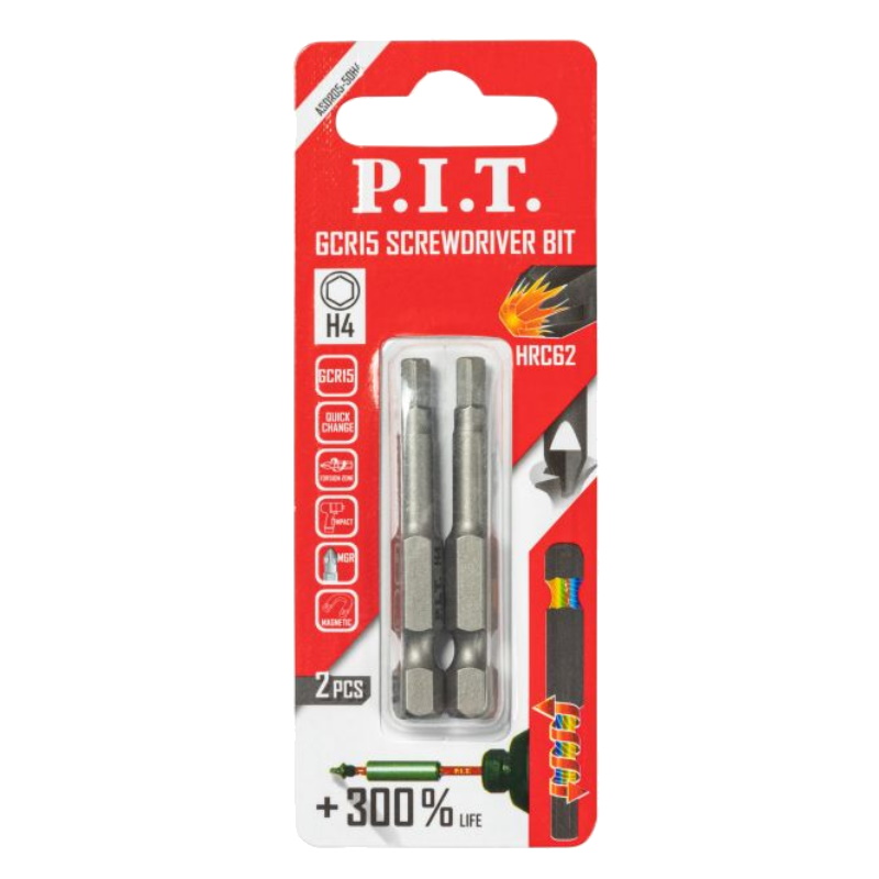 Бита P.I.T. ASDR05-50H4, сталь GCR15, H4x50 мм, 2 шт в уп. в Твери
