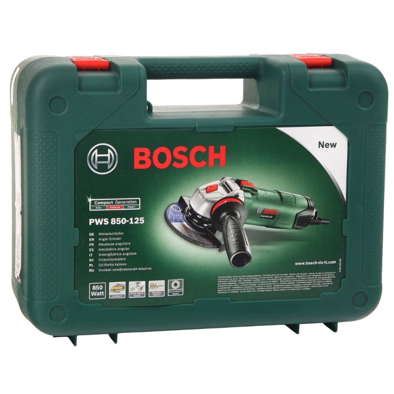 Угловая шлифмашина (болгарка) Bosch PWS 850-125 0.603.3A2.720, 125 мм, 850 Вт, в кейсе в Туле