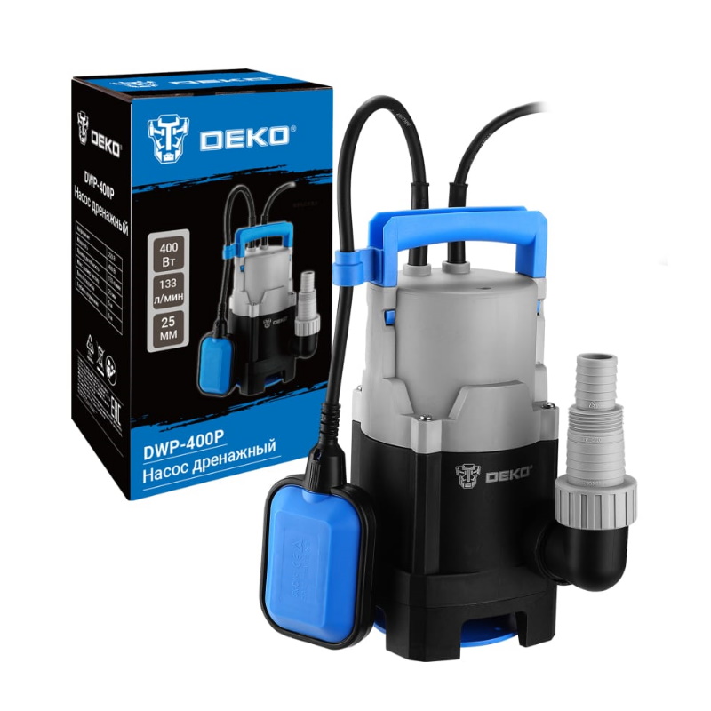 Насос дренажный Deko DWP-400P 076-0542 (грязевая, поплавок, 220В, 400Вт, пластик) в Череповце