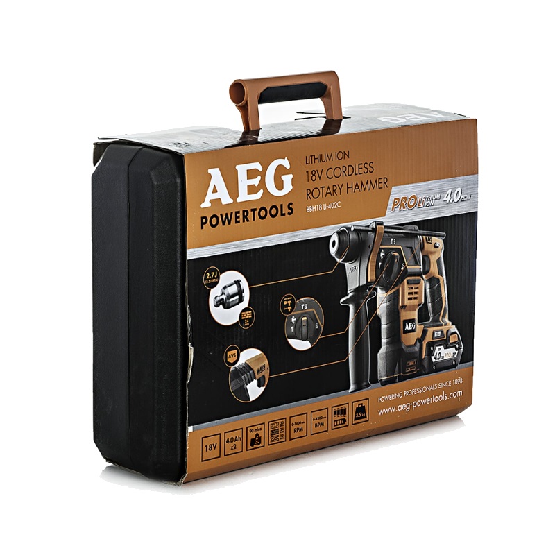 Аккумуляторный перфоратор AEG BBH 18 LI-402C 443457 в кейсе, с защитной муфтой, с виброзащитой в Туле